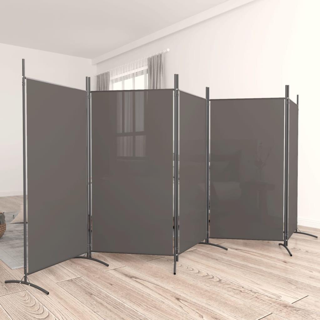 VidaXL Divisorio A 6 Pannelli In Tessuto, Colore Antracite, 240x200 Cm – Paravento Pieghevole Per Separare Stanze, Bloccare La Luce O Come Sfondo