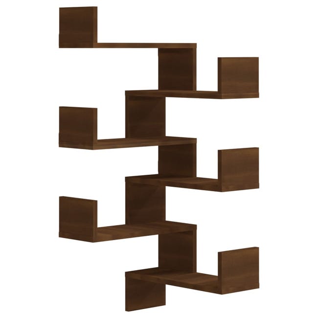 Maison Exclusive Estantería esquina pared madera roble marrón 20x20x127,5  cm