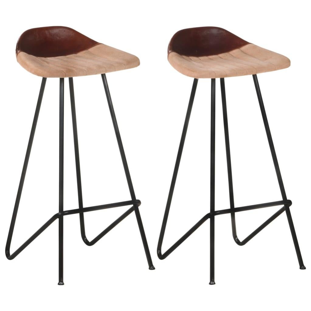 NicBex Sgabelli Da Bar Stile Retrò Crazy-Horse, Pelle PU, Gambe In Metallo, Set Da 2 – Grigio, Per Cucina E Isola