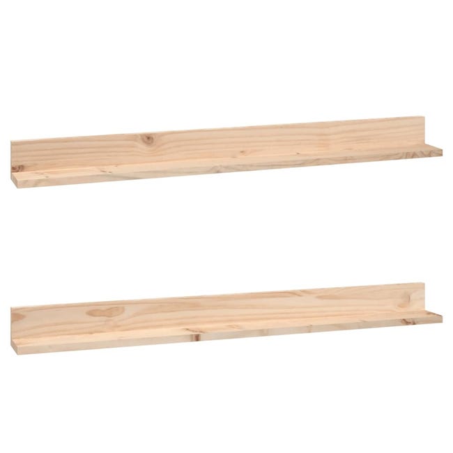 Estantes de pared 2 uds madera maciza de pino blanco 110x12x9cm