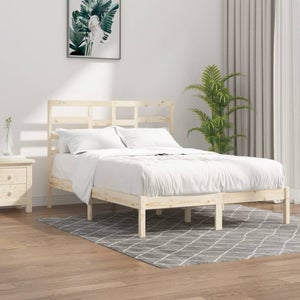 Maison Exclusive Estructura de cama matrimonio madera maciza blanca 135x190  cm