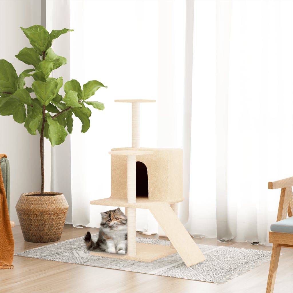 Caseta para gatos de madera con 2 niveles PawHut 77x50x73cm blanco