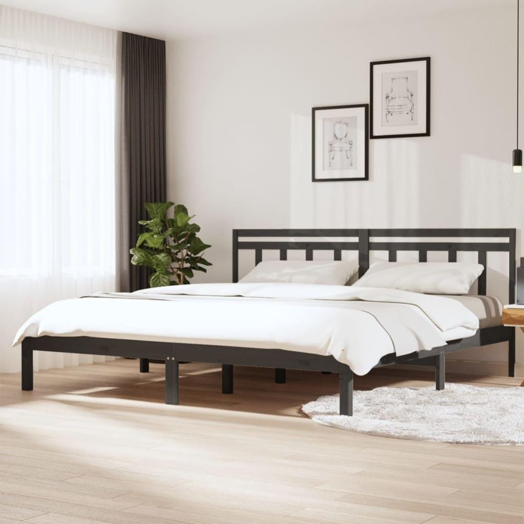 Estructura de cama madera maciza de pino gris 180x200 cm