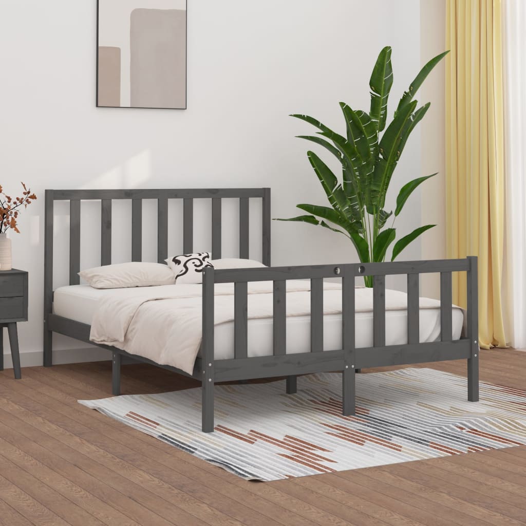 Maison Exclusive Estructura de cama madera maciza gris 135x190 cm