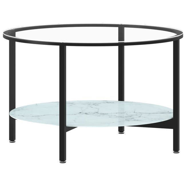 Mesa auxiliar de vidrio templado/metal negro/plateado ⌀ 40 cm
