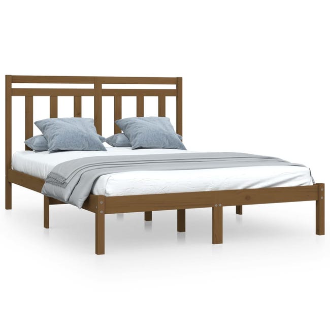 Maison Exclusive Estructura cama pequeña doble madera maciza marrón 120x190  cm
