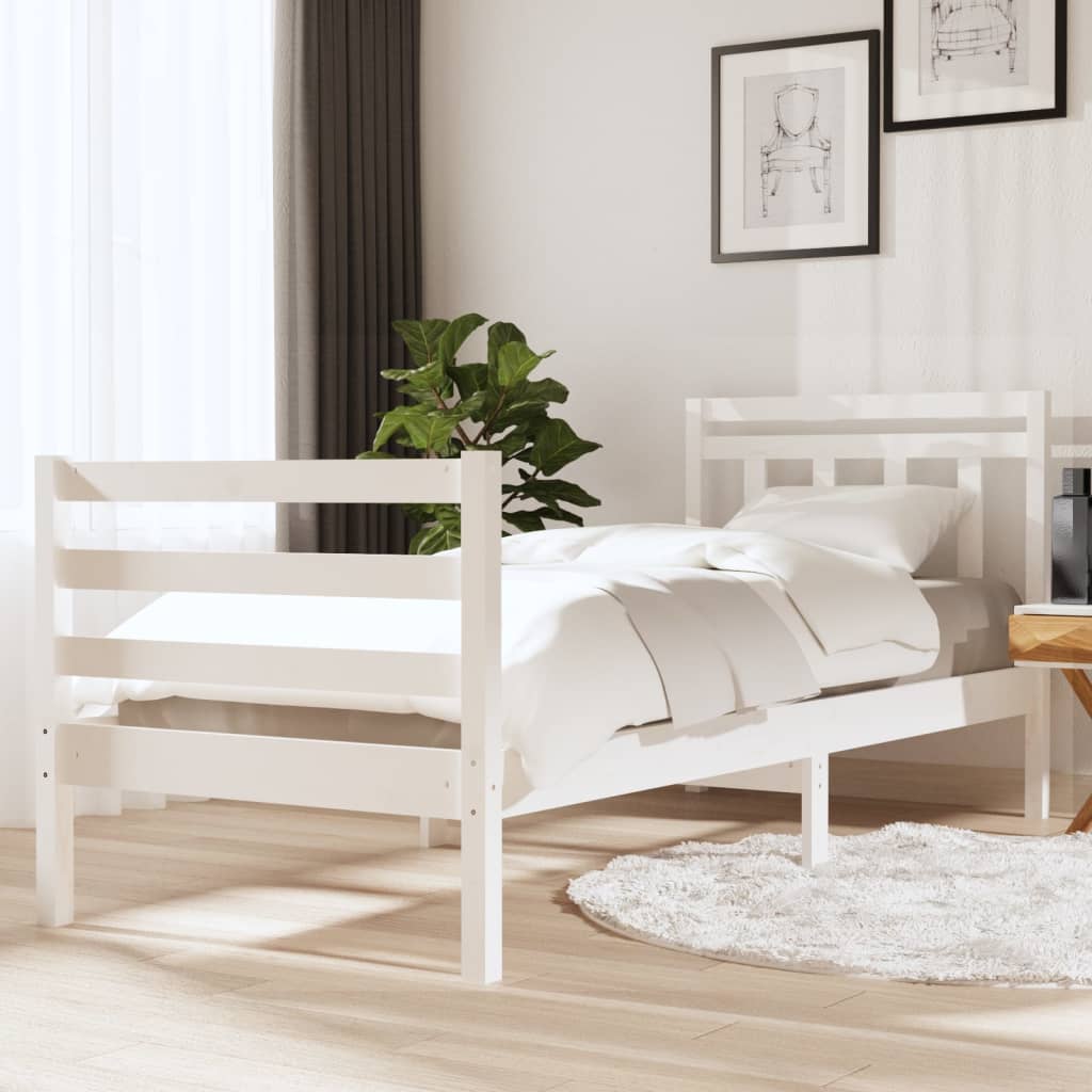 Estructura de cama madera maciza de pino individual 90x190 cm
