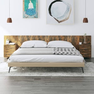 Maison Exclusive Cabecero de cama con mesitas madera contrachapada blanco