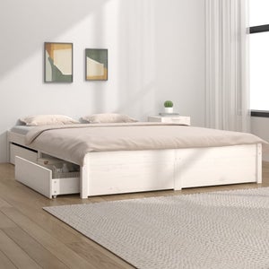 Maison Exclusive Estructura de cama con cajones doble blanca 135x190 cm