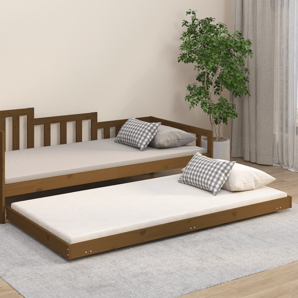 Maison Exclusive - Estructura de cama de madera maciza marrón miel 160x200  cm