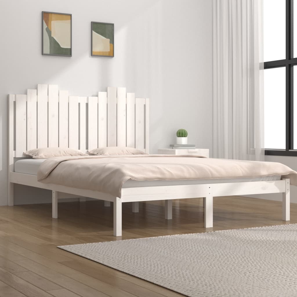 Maison Exclusive Estructura cama madera de pino doble pequeña blanca  120x190 cm