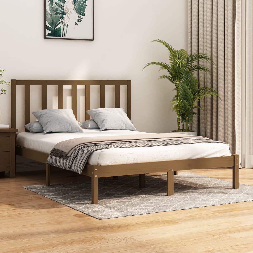Maison Exclusive Estructura cama madera de pino doble marrón miel 135x190  cm