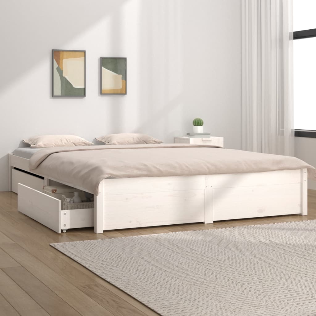 Estructura de cama de madera maciza de pino 160x200 cm - Conforama