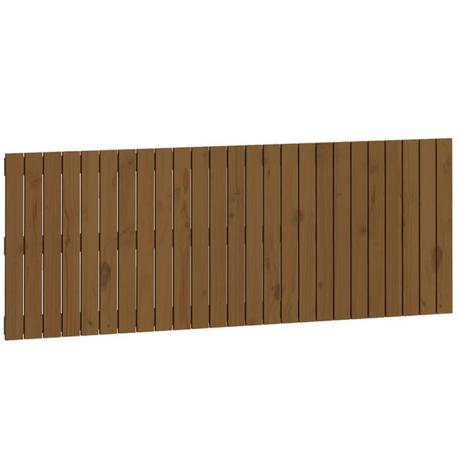 Cabecero cama pared madera maciza pino marrón miel 140x3x80 cm - referencia  Mqm-824821