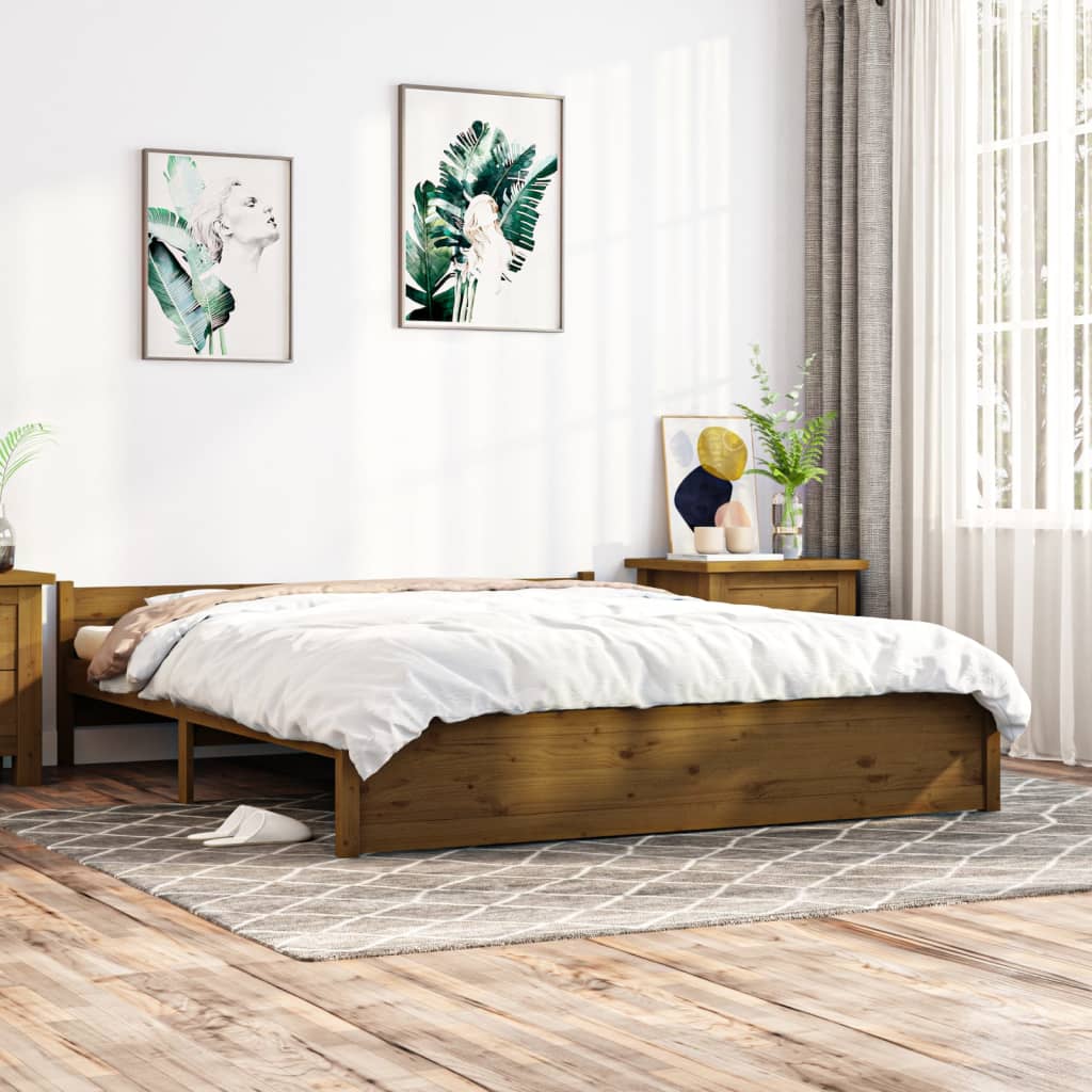 Maison Exclusive Estructura de cama madera maciza de pino marrón miel  160x200 cm