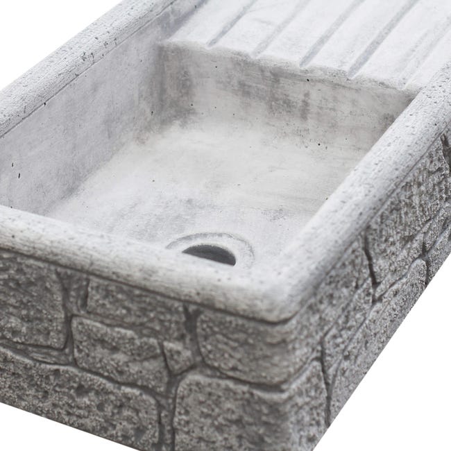 Lavello da esterno in cemento martellinato grigio cm 45x42x16h cm