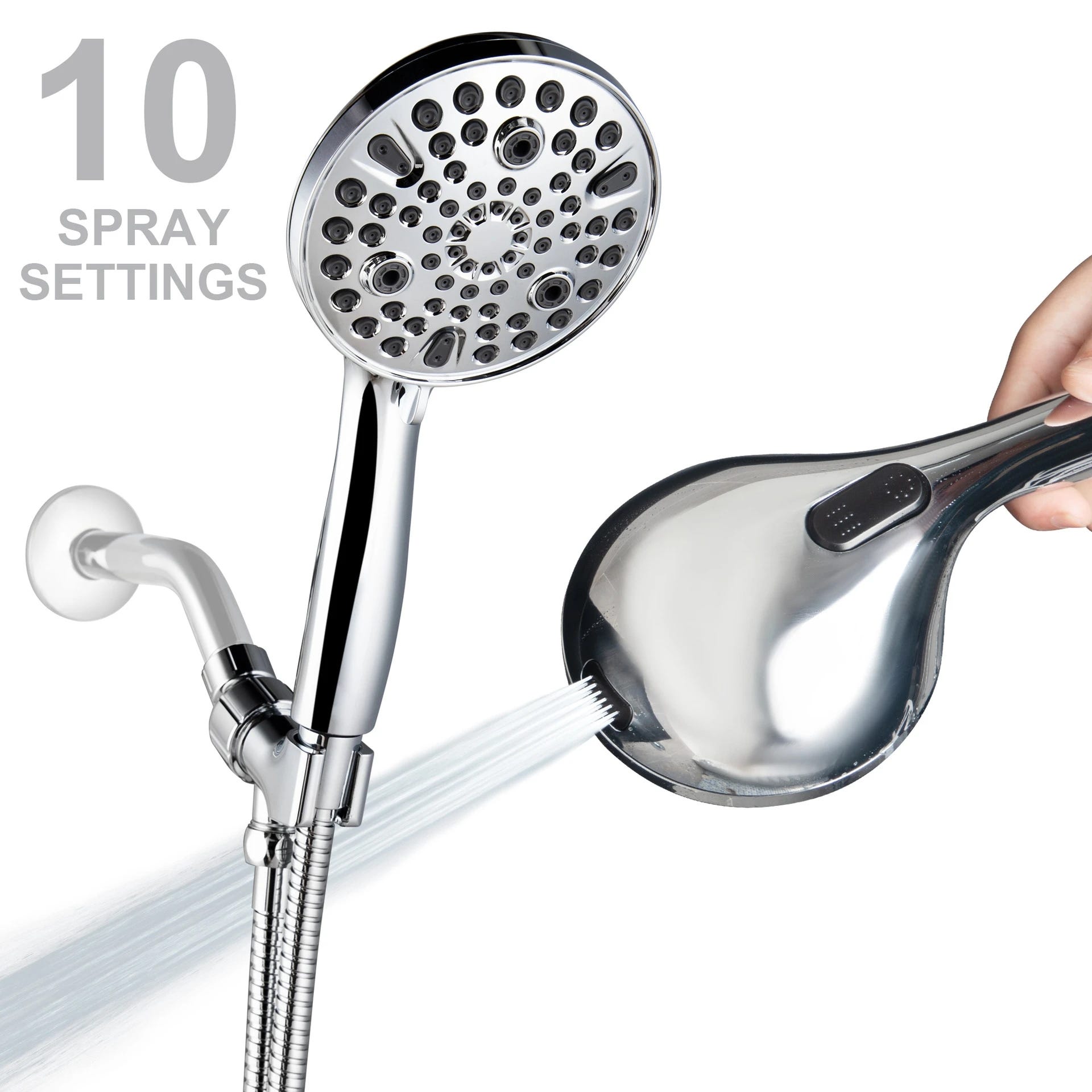 Tête de douche à main ajustable 10 modes Tête de douche haute pression  Accessoire de salle de bain Pour baignoire Nettoyage des animaux de  compagnie