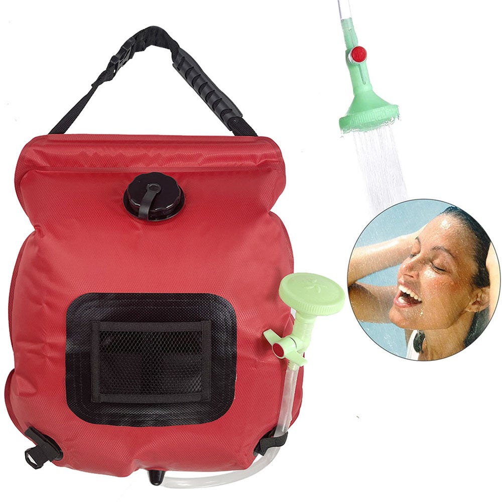 20L sac d'eau extérieur Camping douche sac solaire chauffage portable  pliant randonnée alpinisme équipement de bain tête de douche