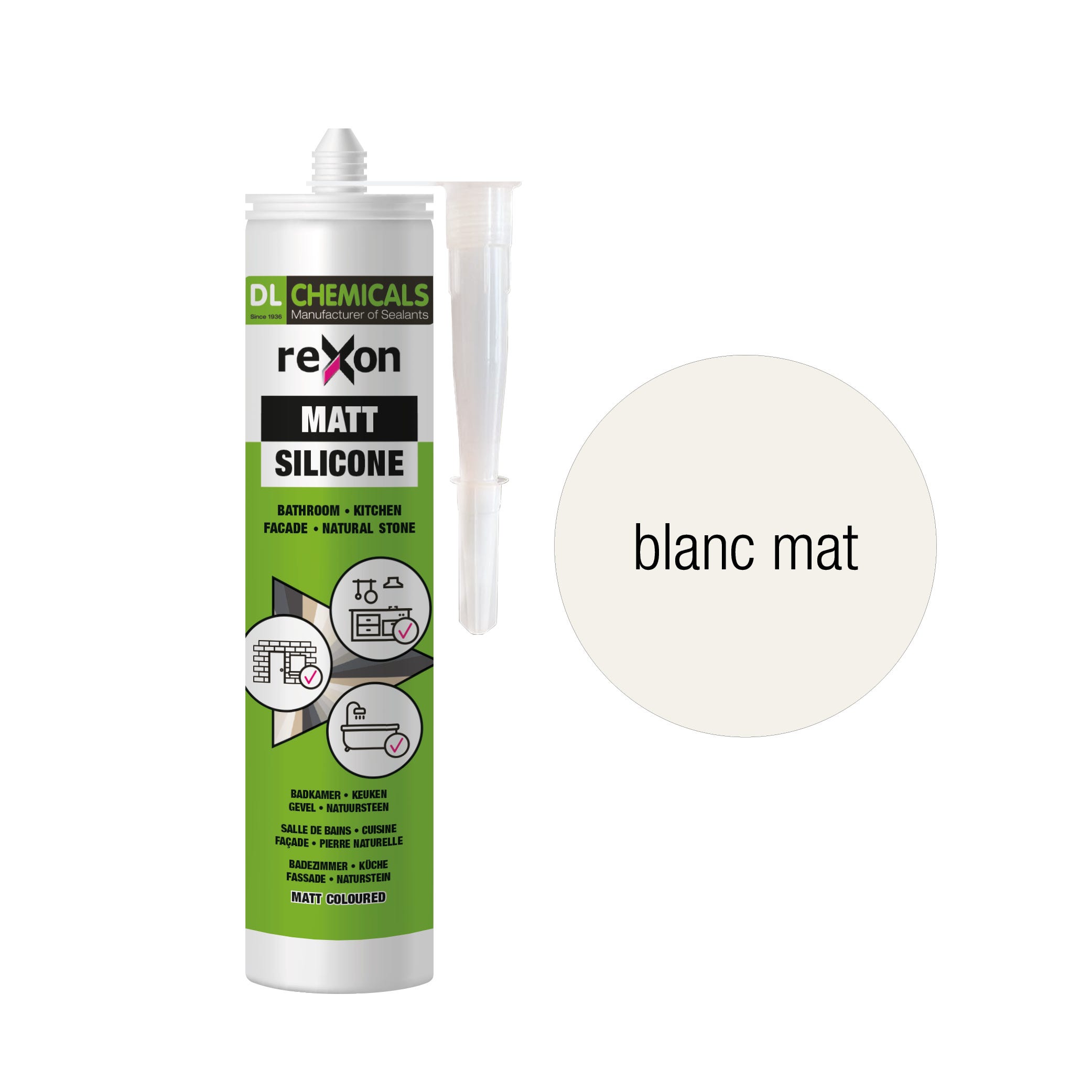 Silicone REXON MATT 290ml - Blanc pur mat - Mastic d'étanchéité