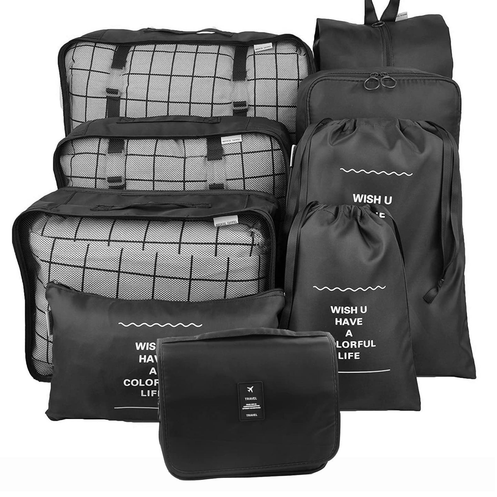 9PCS organisateur de voyage sac de rangement ensemble de vêtements garde -  robe soignée valise sac chaussures emballage cube sac de rangement maison