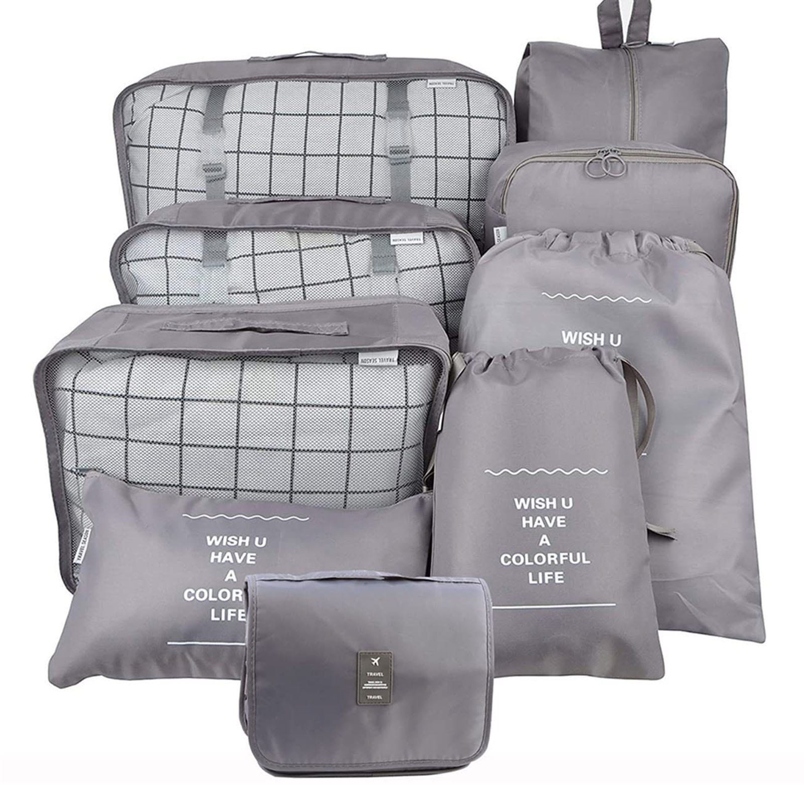 Ensemble de 9 sacs de rangement et mallettes, idéal pour accessoires de  voyage, sacs de maquillage et sacs de lingerie