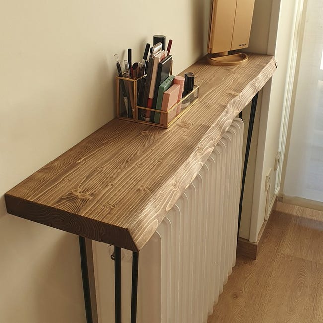 BLENOM Mesa consola recibidor o mesa de entrada de madera maciza sostenible  Bare c/Irregular 120x33-35x76cm Nogal OM