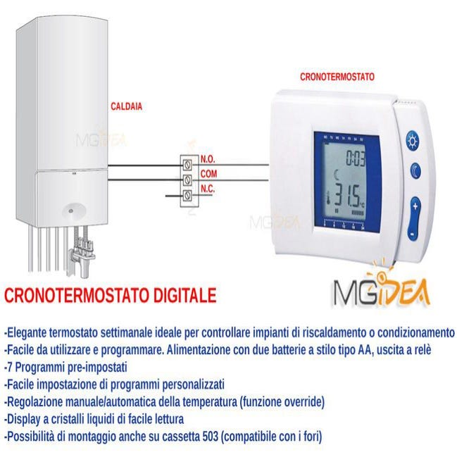 CRONOTERMOSTATO PROGRAMMABILE DIGITALE TIMER DISPLAY LCD CASA 7