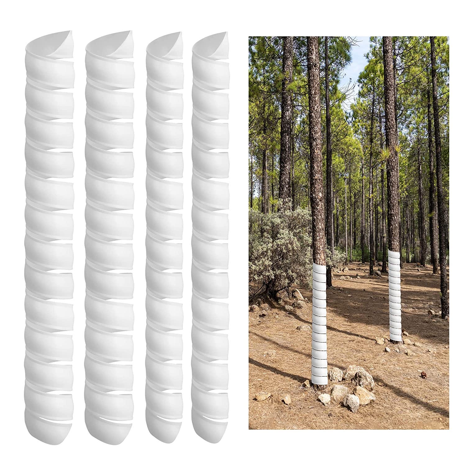 Lot de 4 protège-troncs d'arbre – Protège-arbres en spirale en plastique,  protège-plantes et protège-arbres pour plantes de taille-bordures, 2  tailles