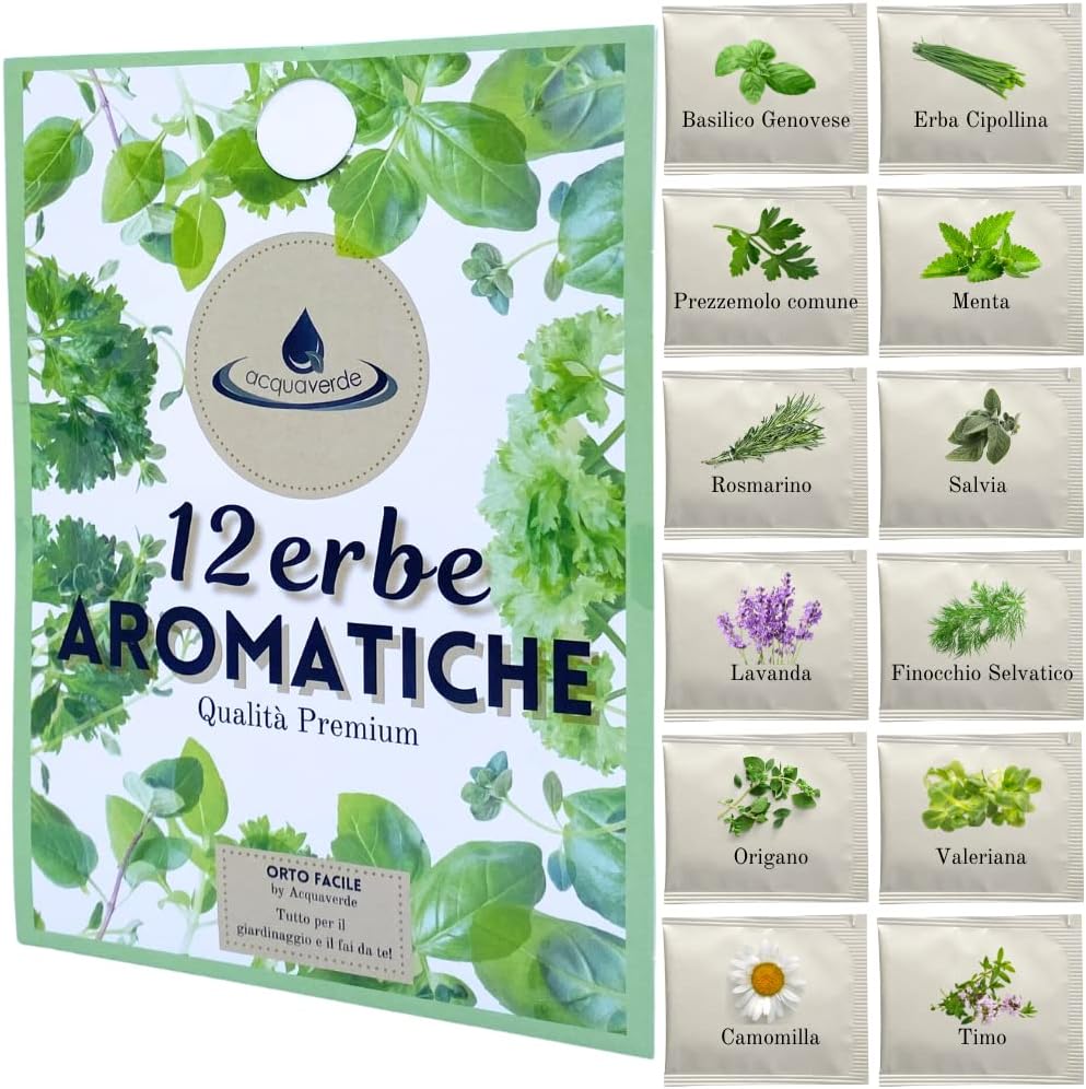 Kit 12 Graines d'Herbes Aromatiques : Basilic, Ciboulette, Persil, Menthe,  Sauge, Lavande, Fenouil, Origan, Valériane, Camomille, Thym, Romarin