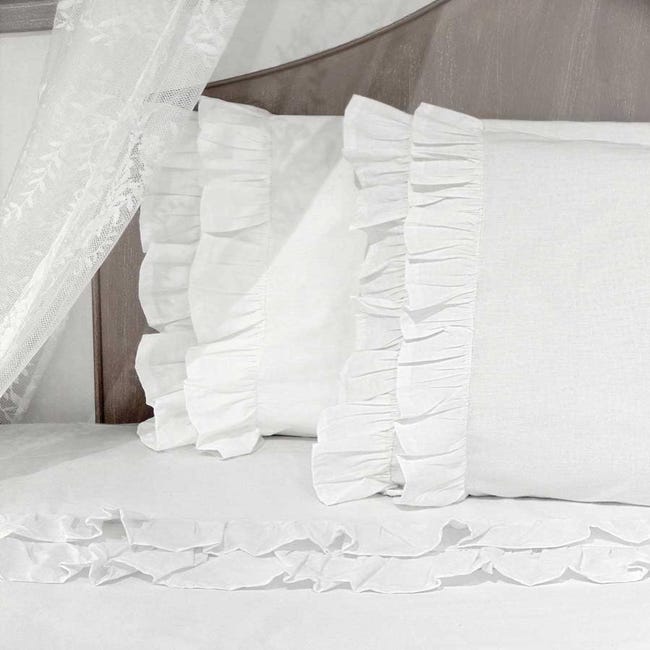 Set Copripiumino King Size Boho Con Volant A 2 Strati - Talpa, Morbido Microfibra, 1 Piumone + 2 Federe