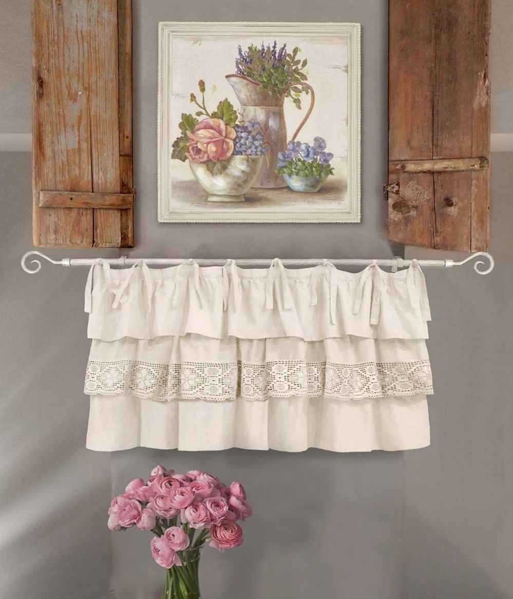 Mantovana Shabby Chic Grigia Con Balze Etoile New Crochet Collection – 130x60 Cm, Pura Eleganza Per Le Tue Finestre