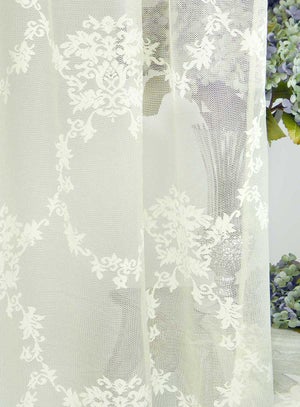 Tenda Pizzo di Poliestere Stile Shabby Chic 300 x 290 Poly-Sunset  Collection Colore Bianco