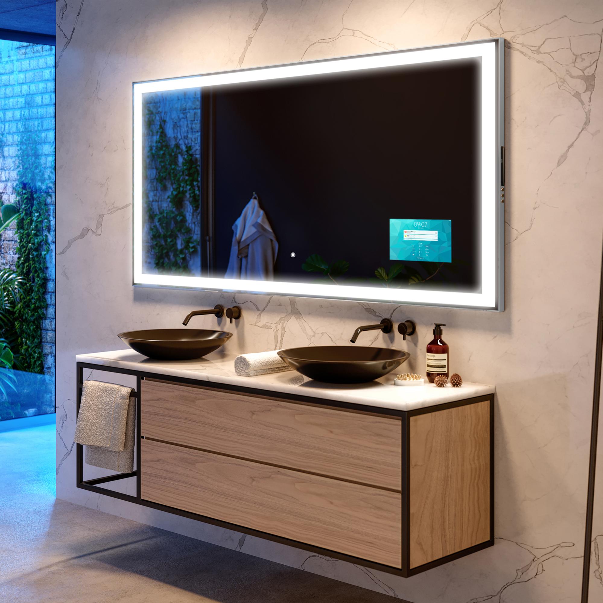 STARLEAD Oro Specchio Ovale Bagno LED con Luce 100x60cm, Bluetooth, Antifog, Dimmerabile, 3 Colori Luce, Memoria, Vetro Temperato, IP44, Orizzontale/Verticale, Cornice non Metallica