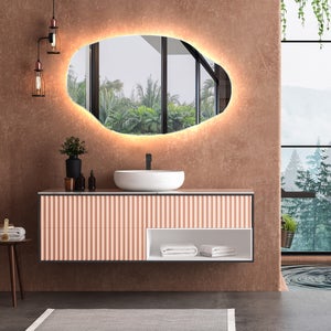 Relaxdays Specchio da Bagno, Ø 60 cm, Cornice Rotonda ed Elegante