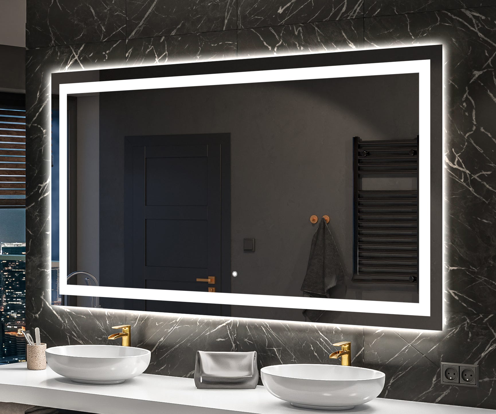 Miroir avec LED Illumination Salle de Bain (150x50cm) LED Lumineux Miroir  avec Éclairage (LED015) Interrupteur Tactile