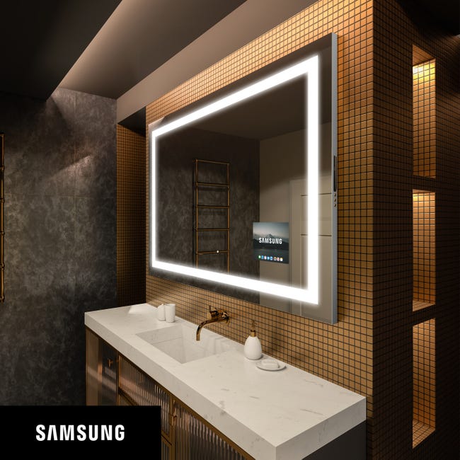 Espejo Inteligente de Baño con Iluminación LED (200x80cm) Espejo de Pared  (SLED015) con Interruptor Táctil Blanco frío