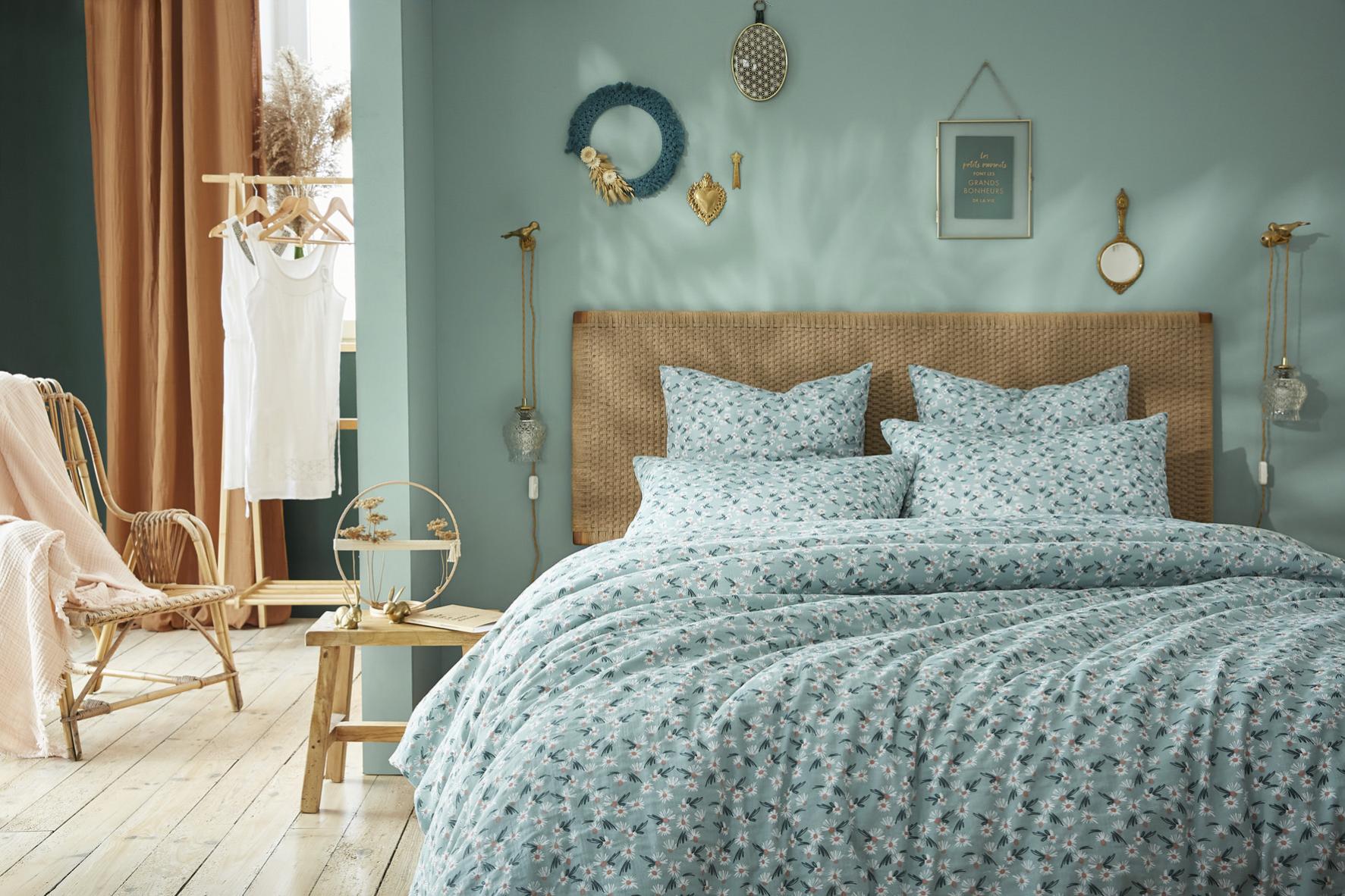 Housse de couette Gaze Coton 200 x 200 cm Marguerite | Leroy Merlin