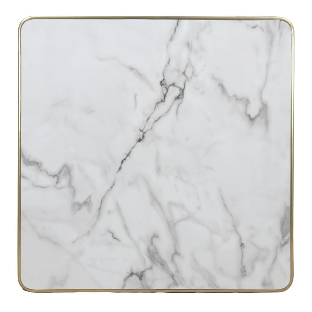 Plateau Décoratif En Marbre 20x20 Cm - Bord Festonné - Minimaliste - Pour Vanité, Salle De Bain, Bureau