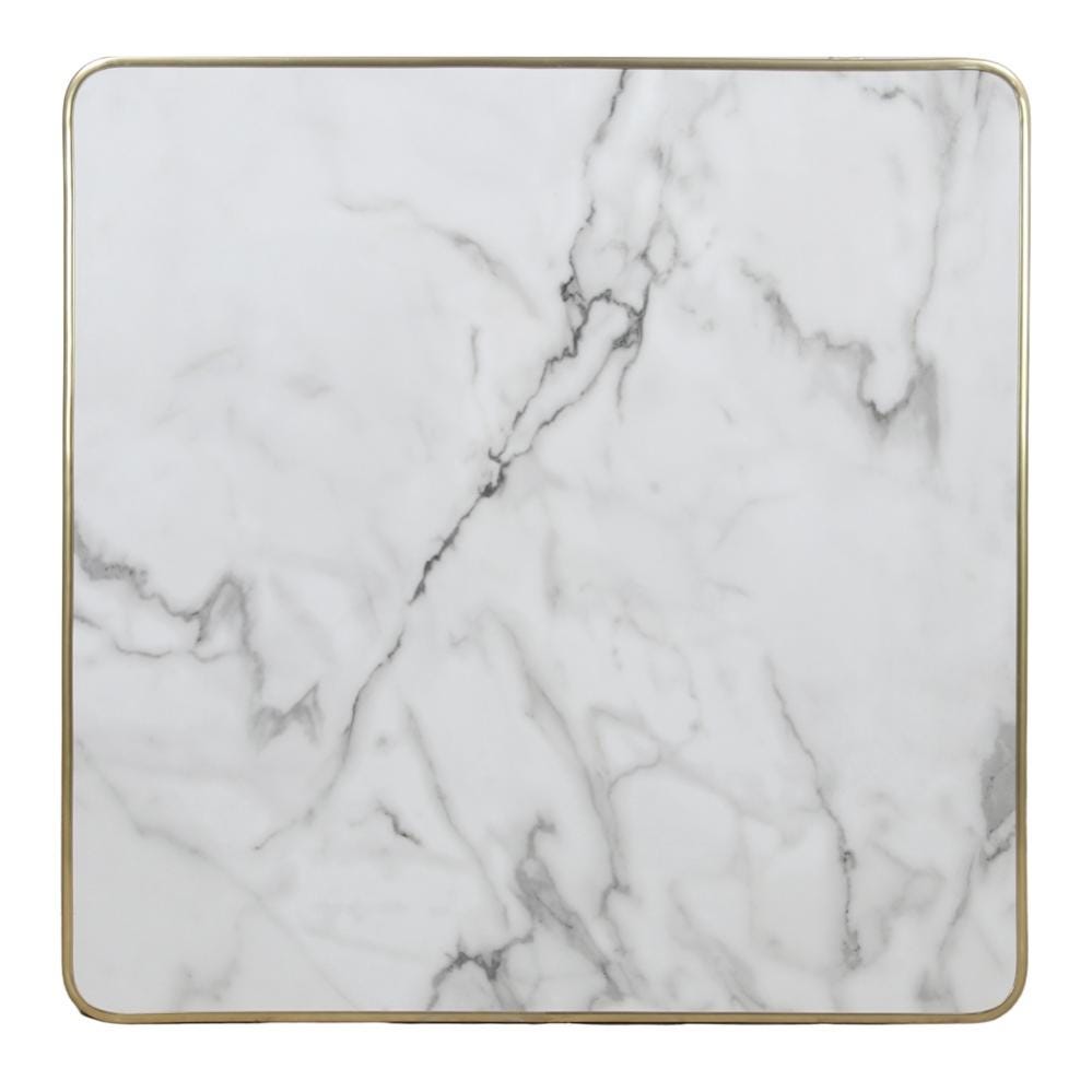 Plateau Décoratif En Marbre 20x20 Cm - Bord Festonné - Minimaliste - Pour Vanité, Salle De Bain, Bureau
