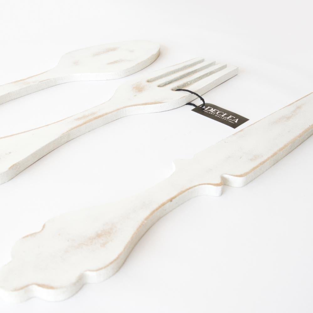 Posate Decorative Da Parete In Alluminio - Set Coltello, Forchetta E Cucchiaio, Argento, 64 Cm - Foto 6