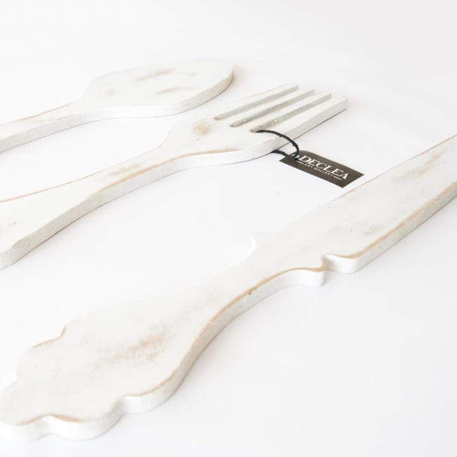 Posate Decorative Da Parete In Alluminio - Set Coltello, Forchetta E Cucchiaio, Argento, 64 Cm - Foto 6