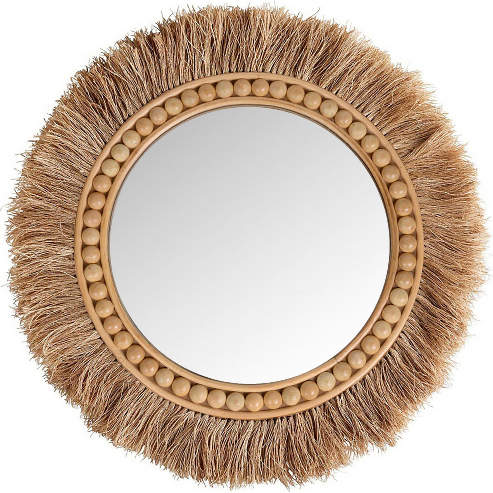 Miroir déco ROND Lot 2 miroirs muraux paniers naturel 54.5X54.5