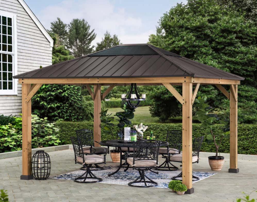 Tonnelle de jardin Bruri Sunjoy, 3.9x3.4m dim. ext. (cas échéant incl ...