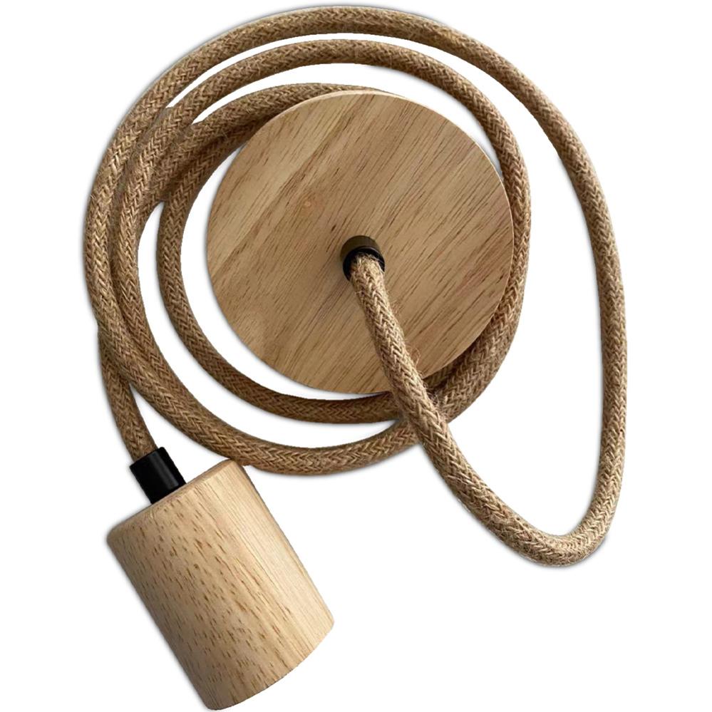 Câble de Lampe Suspendue en Jute et Bois 200cm Lewis Naturel
