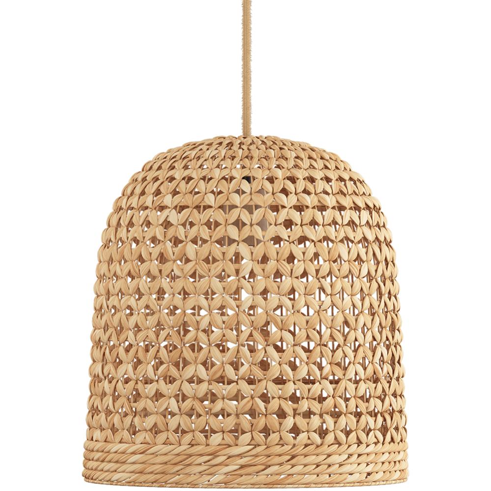 Suspension Vintage Boho En Rotin Blanc - 2 Lumières, Ampoules E27 - NEUVE