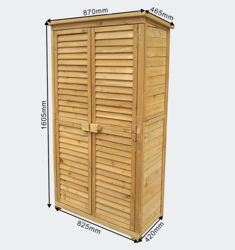 Armoire Jardin Portes Lamelle 870x465x1600mm Bois D'épicéa Toit Bitumé