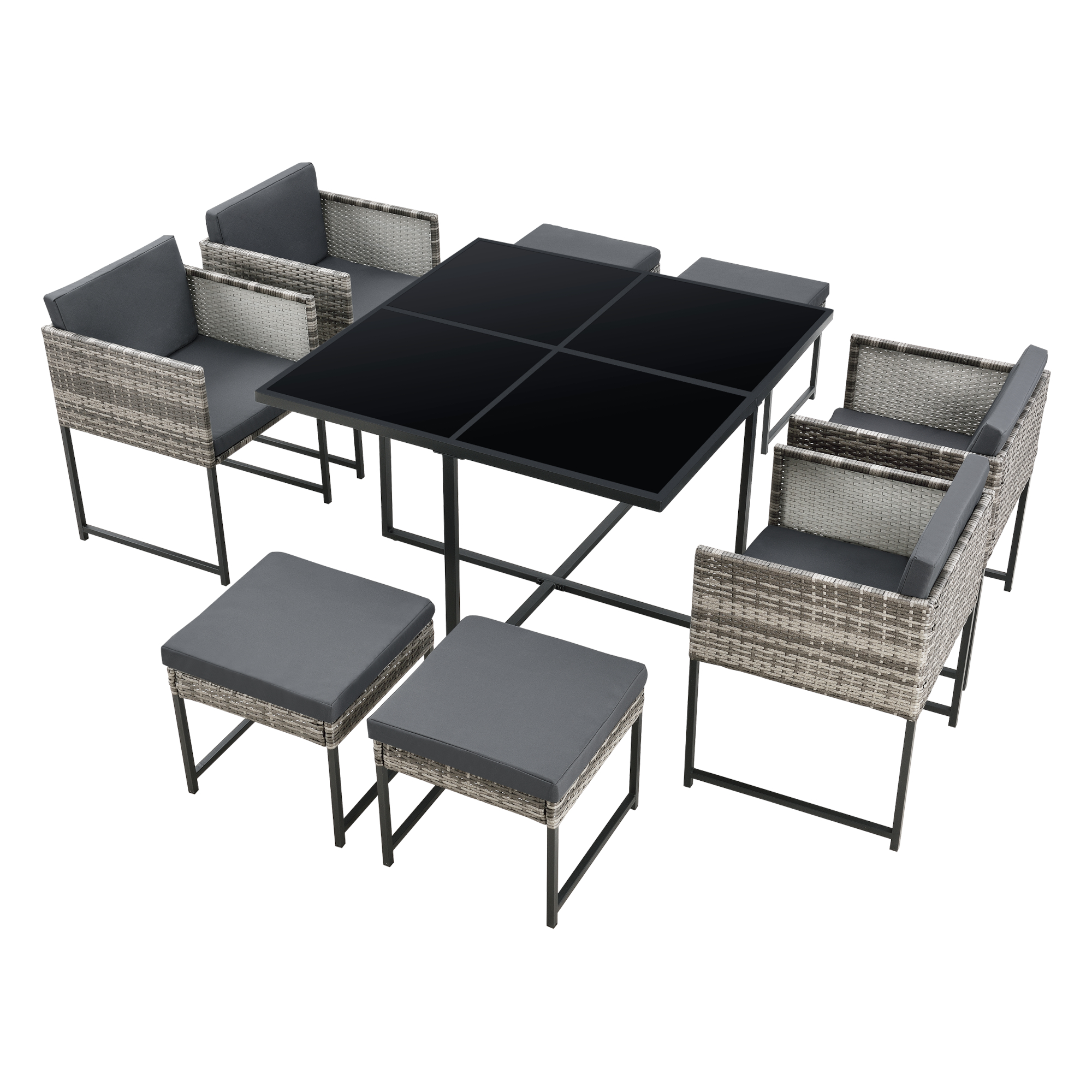 Set de Muebles de Jardín Tarragona para 8 Personas con Cojines Gris