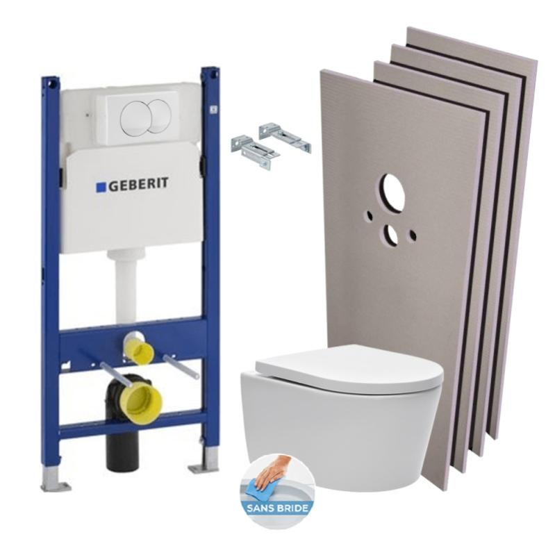 Geberit Pack Bati Support 112cm Cuvette Swiss Aqua Technologies Sans Bride Plaque Blanche Set Habillage Satrimlessgeb3 Sabo Leroy Merlin