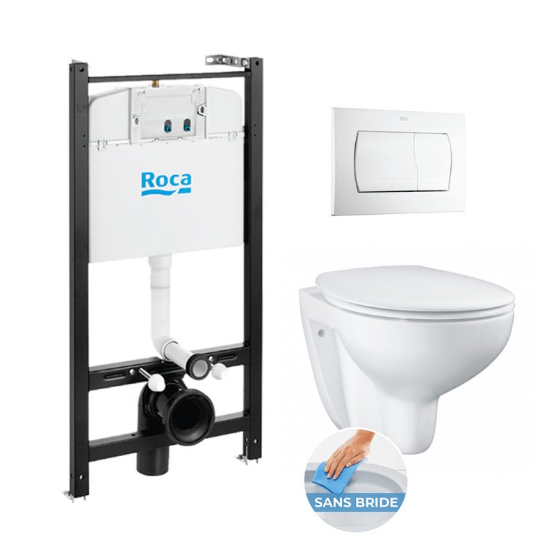 Roca Pack Bâti-support ROCA ACTIVE + WC Grohe Bau Ceramic sans