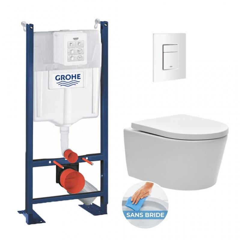 Grohe Pack Wc Bati Autoportant Avec Cuvette Swiss Aqua Technologies Sans Bride Plaque Blanche Projectsatrimless 4 Leroy Merlin